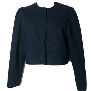 Vintage Wool Blend Navy Blue Jacket Size 10 Evening Cardigan